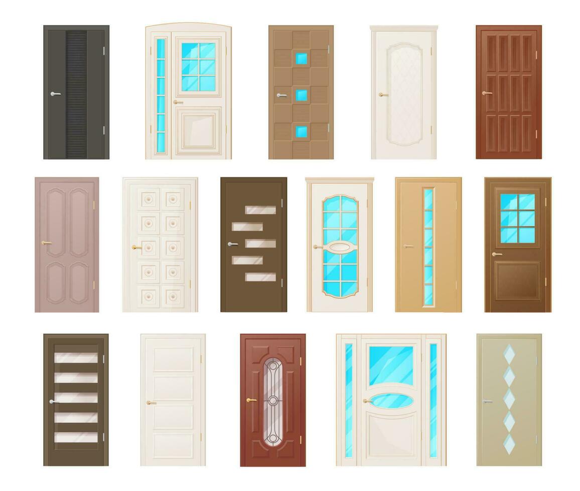 Interior doors, room doorways and entrances vector