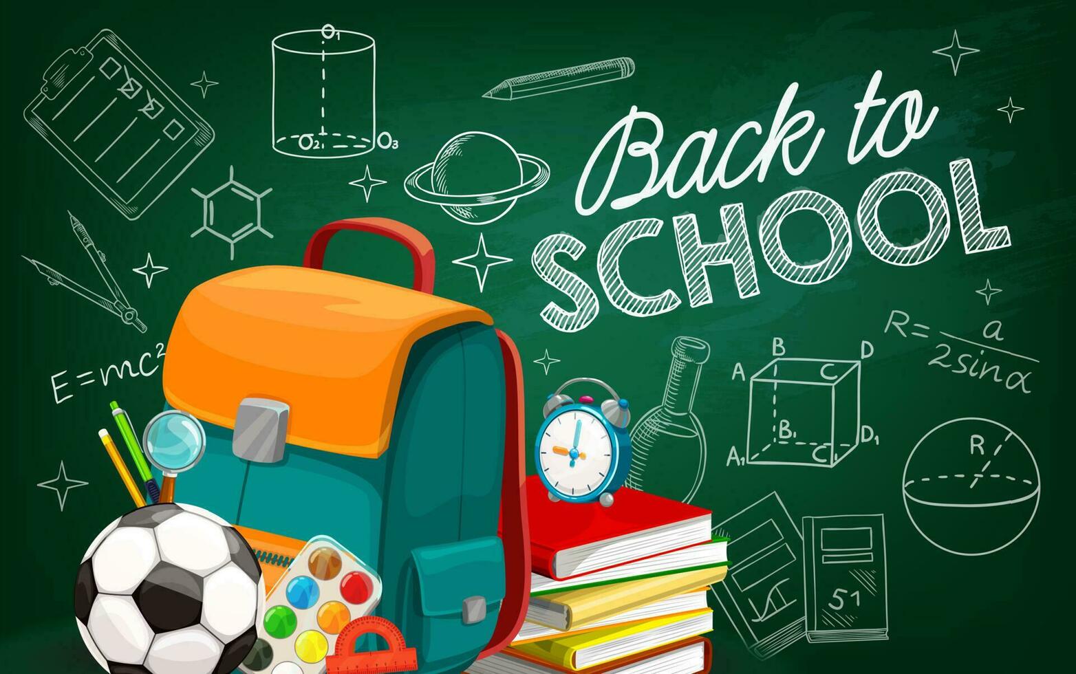 Back to School poster with sketch chalk lettering vector