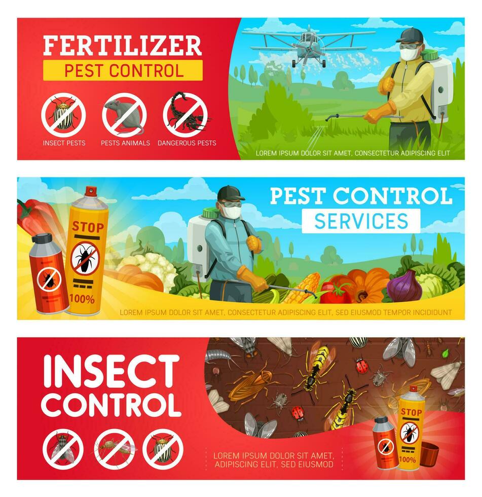 parásito controlar pancartas con insectos, exterminadores vector