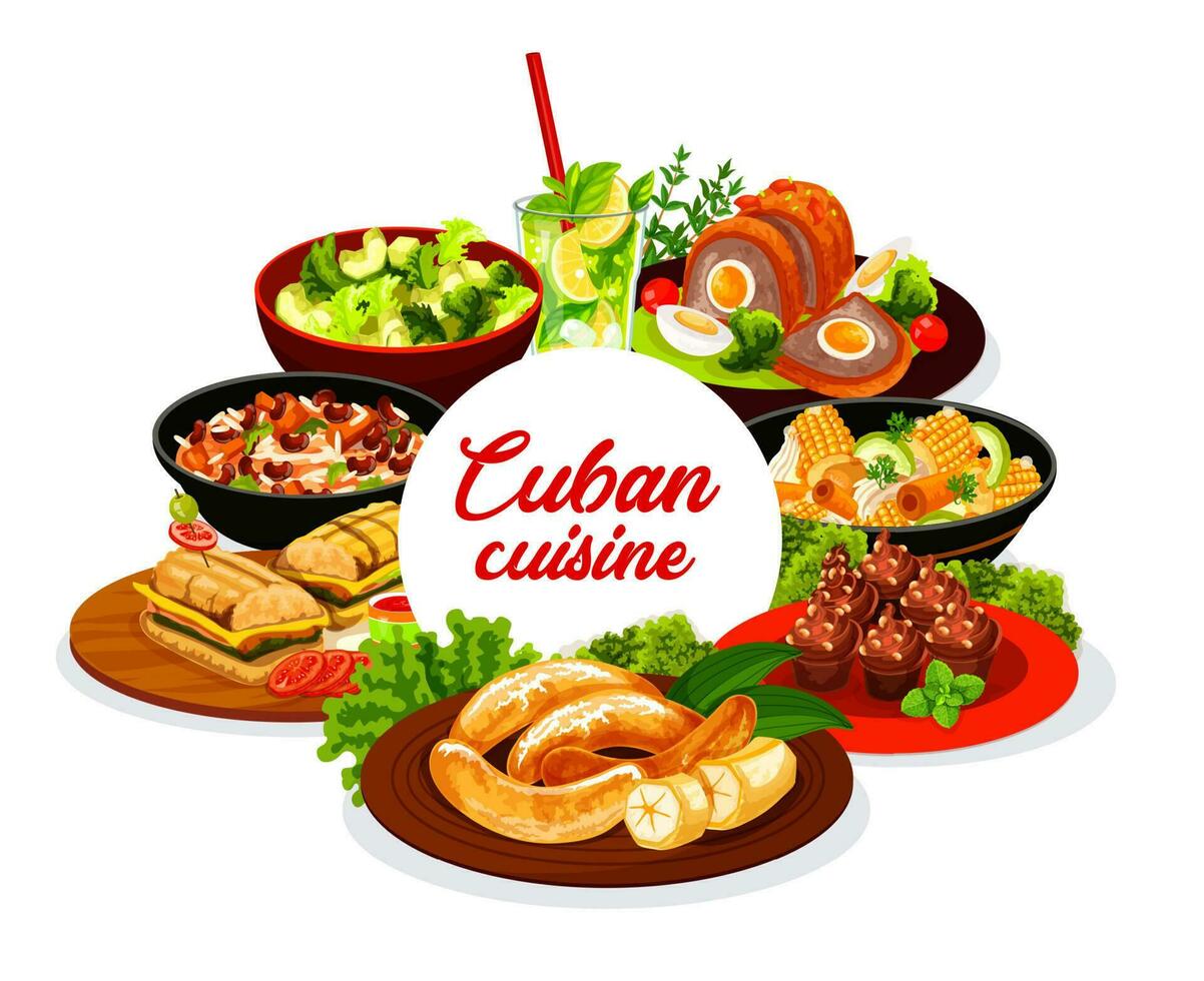 cubano cocina tradicional comidas vector bandera