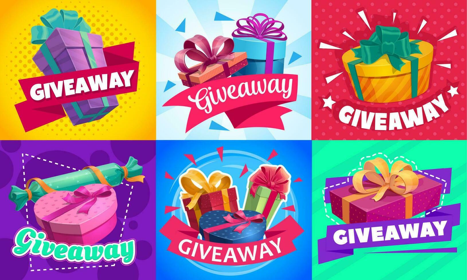 Free prizes, giveaway gifts, contest competition vector