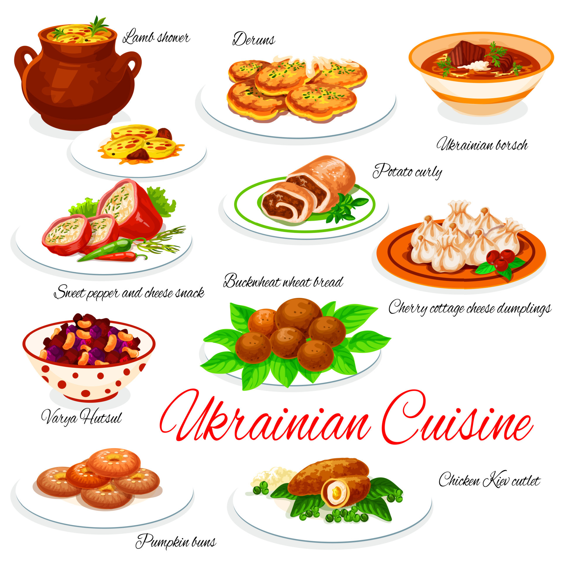 Ukraine Food Menu Vector Ukrainian Dishes Meals 23589510 Vector Art At 