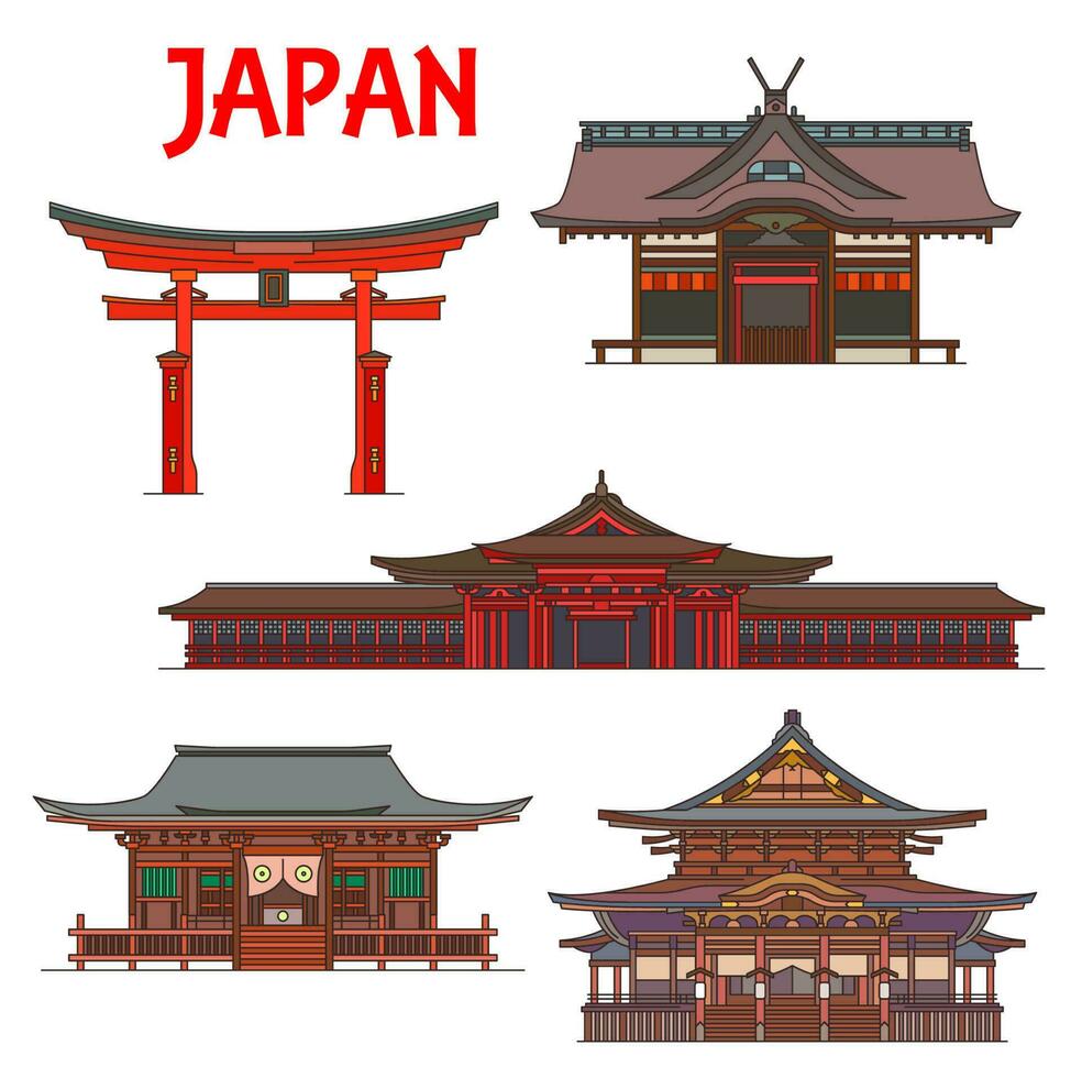 japonés templos, pagodas y santuarios, Japón tokio vector