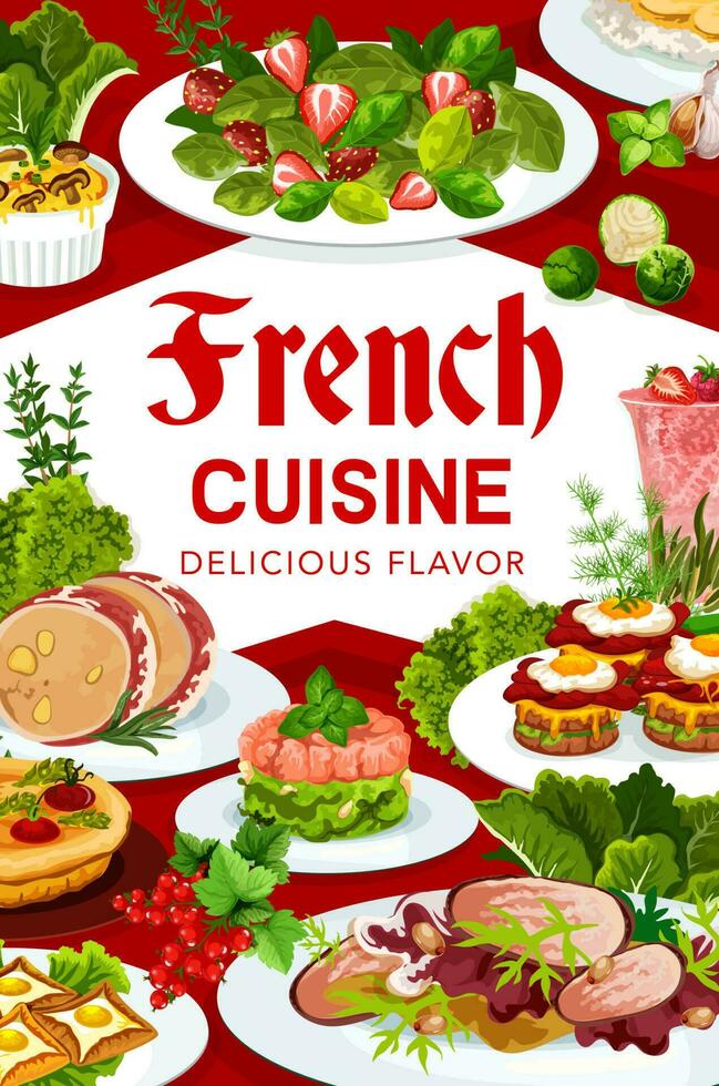 Francia cocina vector francés comida platos póster