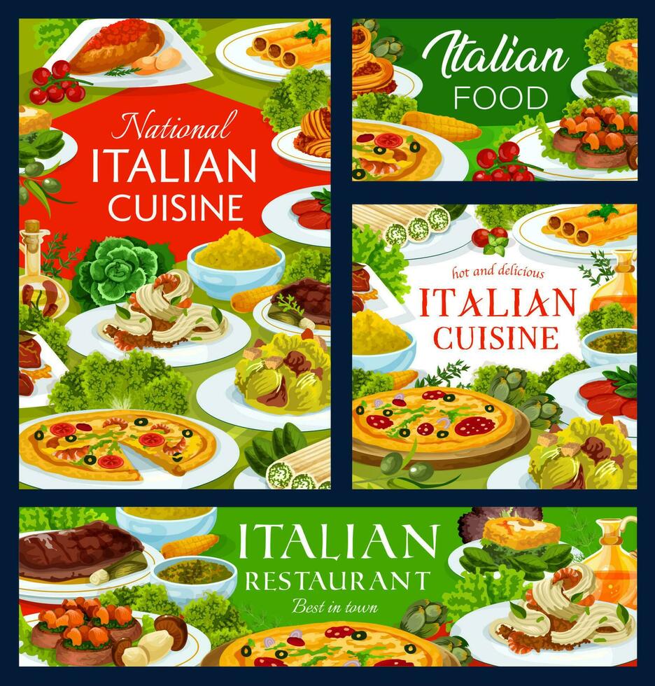 Italian restaurant meals menu vector banners