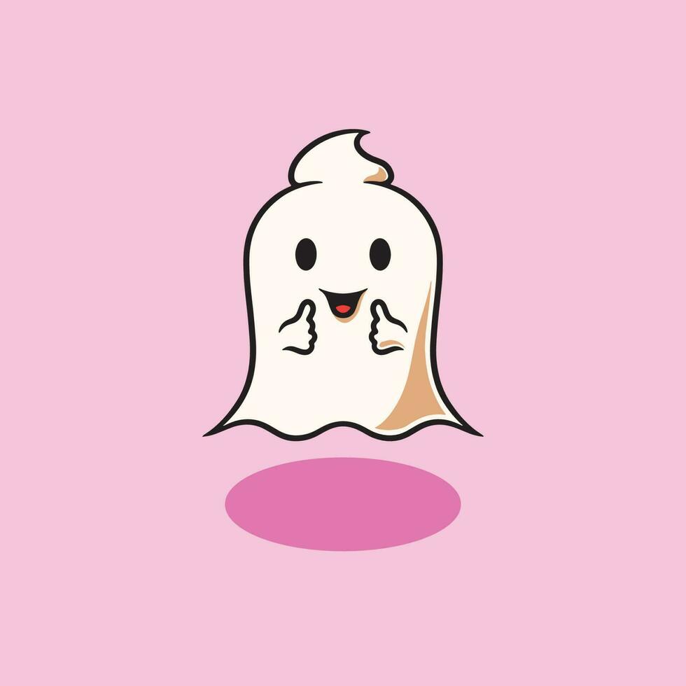 Cute ghost smiling cartoon illustration vector
