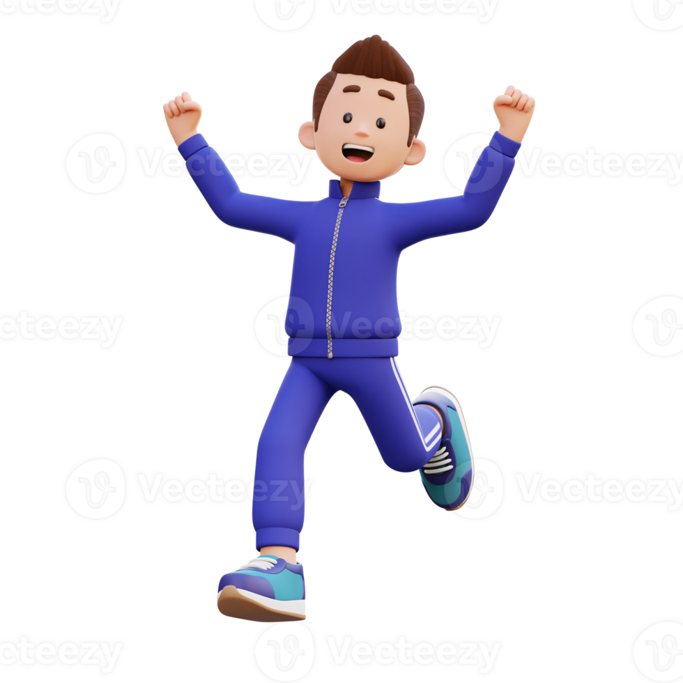 3d male character happy running png