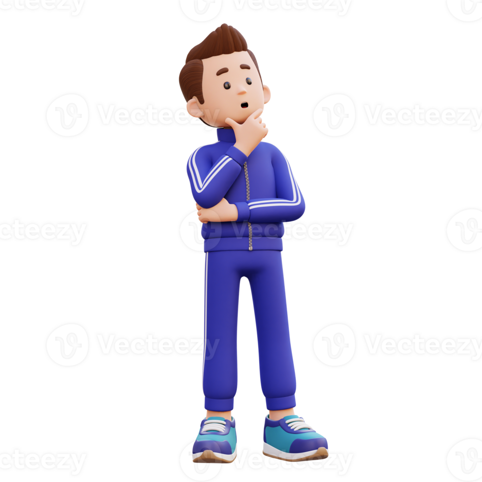 3d male character thinking png