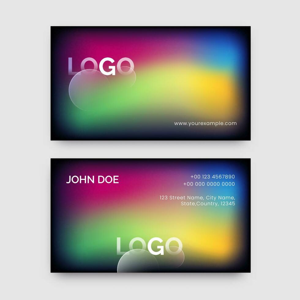 Editable Business Or Visiting Card With Double-Side In Blurred Gradient Mesh Effect. vector