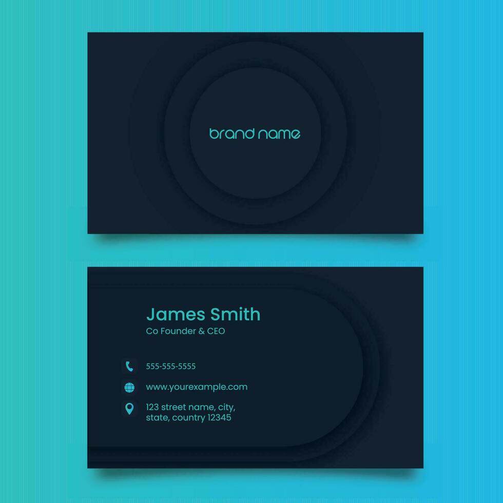 moderno negocio tarjeta modelo con doble lado en oscuro verde azulado azul color. vector