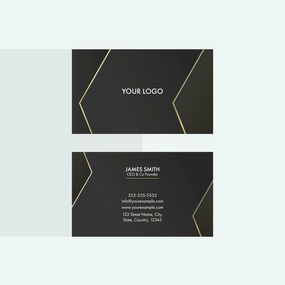 Black Business Card Template Design With Double-Side Present. vector