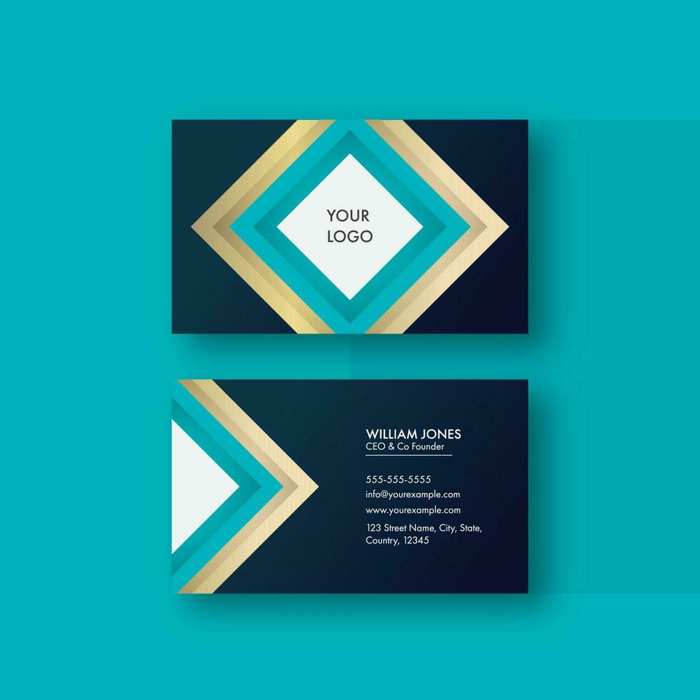 Modern Business Or Visiting Card With Double-Side On Turquoise Background. vector