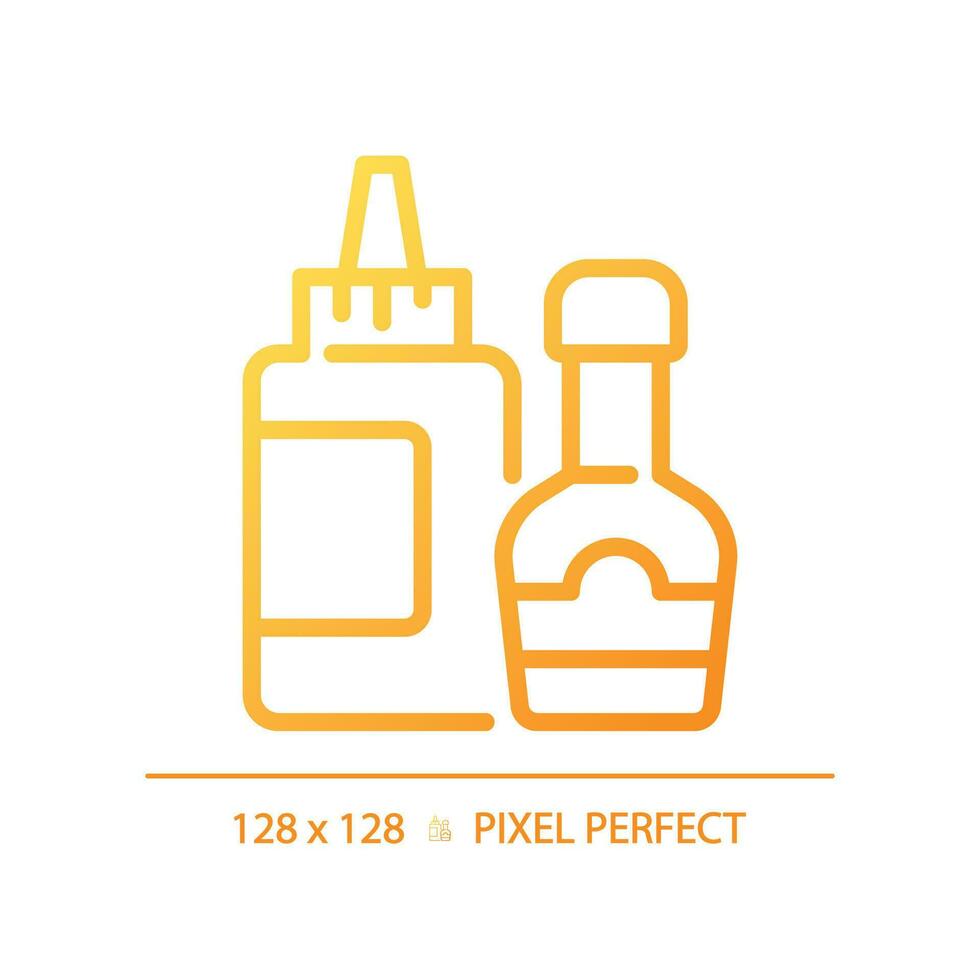 Sauce pixel perfect gradient linear vector icon. Salad dressing. Meal accompaniment. Flavor enhancer. Condiments aisle. Thin line color symbol. Modern style pictogram. Vector isolated outline drawing