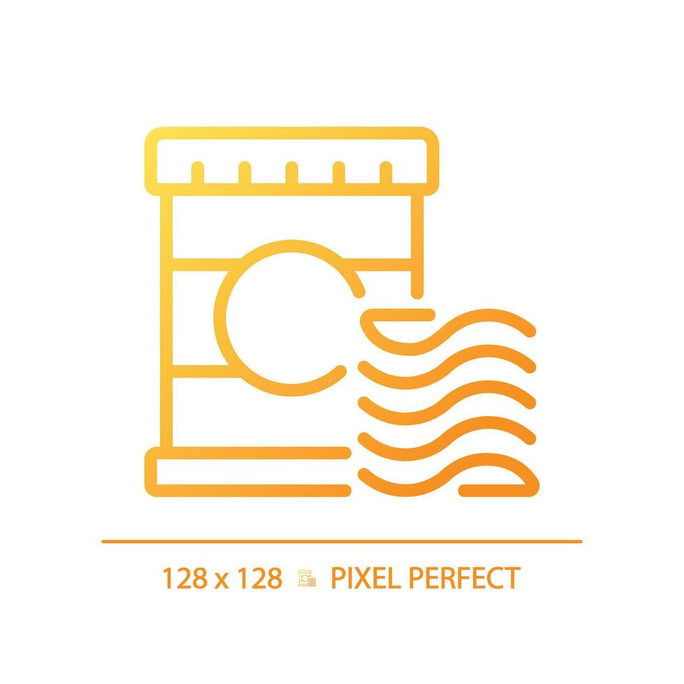 Chips pixel perfect gradient linear vector icon. Potato crisp. Junk food. Grocery store. Unhealthy snack. Side dish. Thin line color symbol. Modern style pictogram. Vector isolated outline drawing