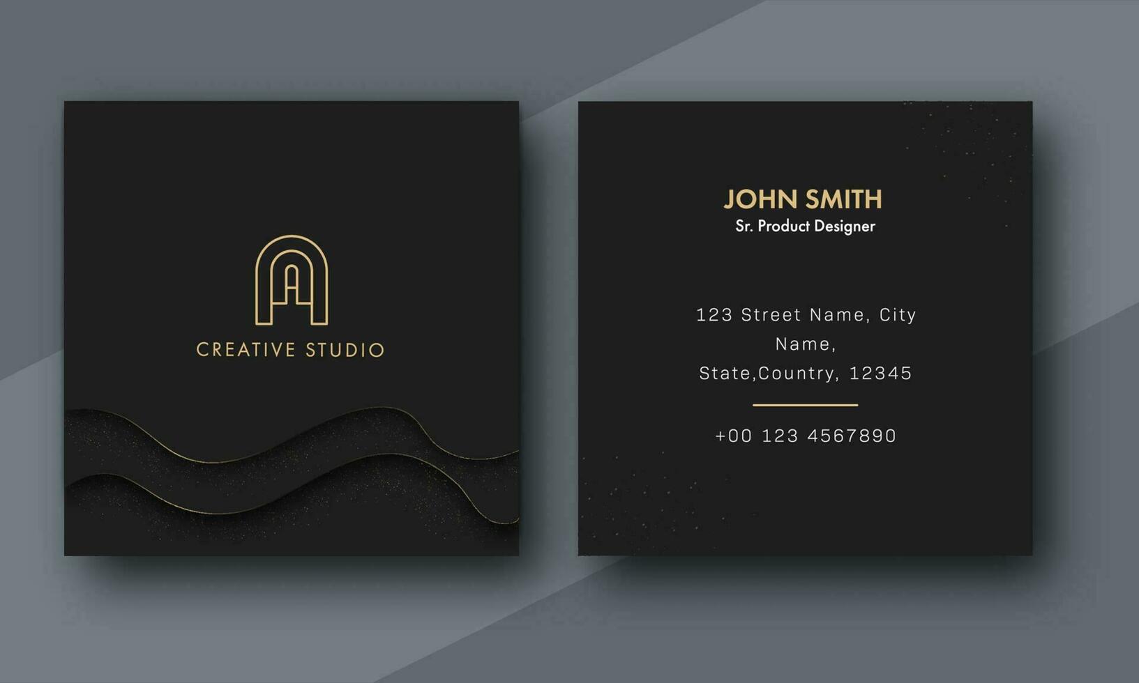cuadrado negocio tarjeta diseño con doble lado en negro color. vector