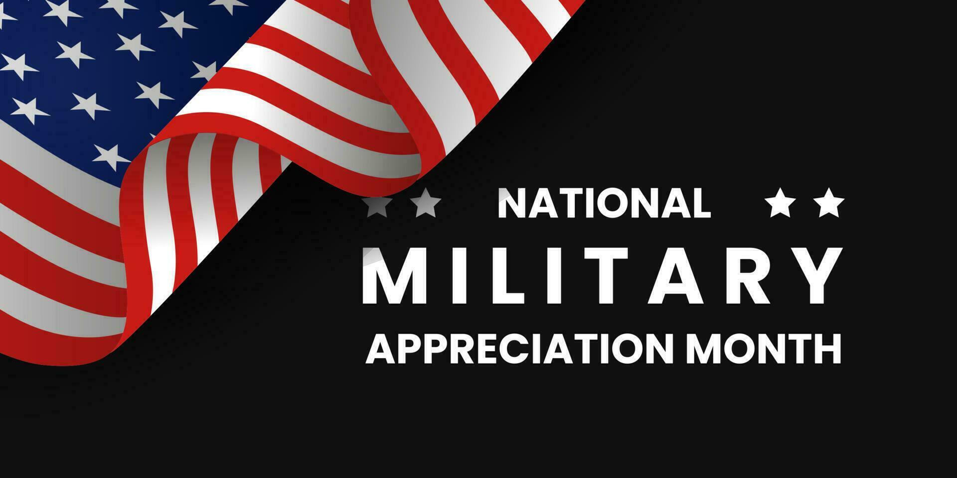 National Military Appreciation Month NMAM is celebrated every year in May and is a declaration that encourages U.S. Vector illustration.