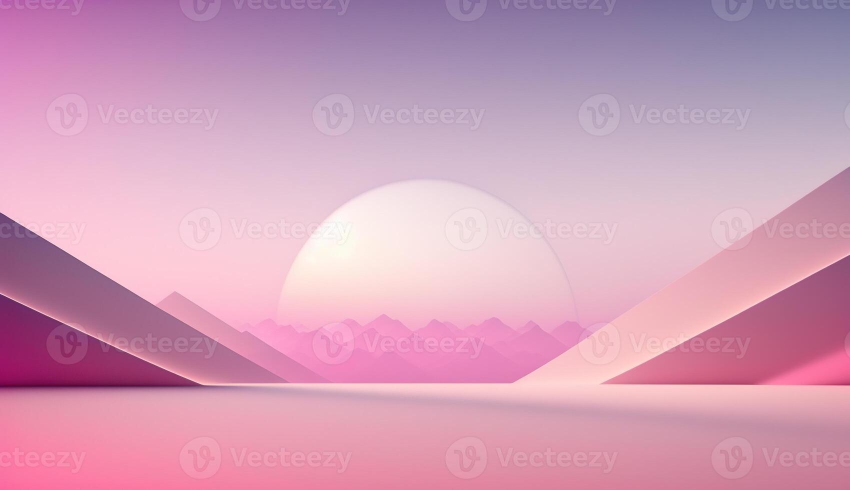 , Beautiful gradient scene landscape with light pink color, horizontal wallpaper. Abstract background with clouds and horizon photo