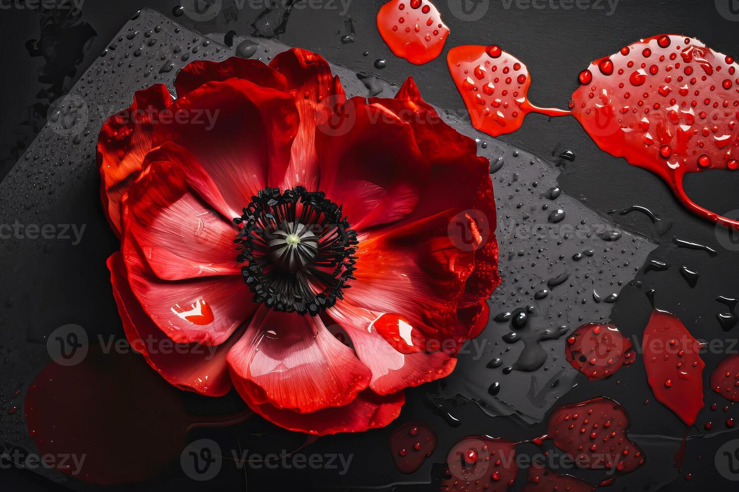 Red poppy as a symbol of memory for the fallen in the war. VE-Day, World War remembrance day. illustration photo