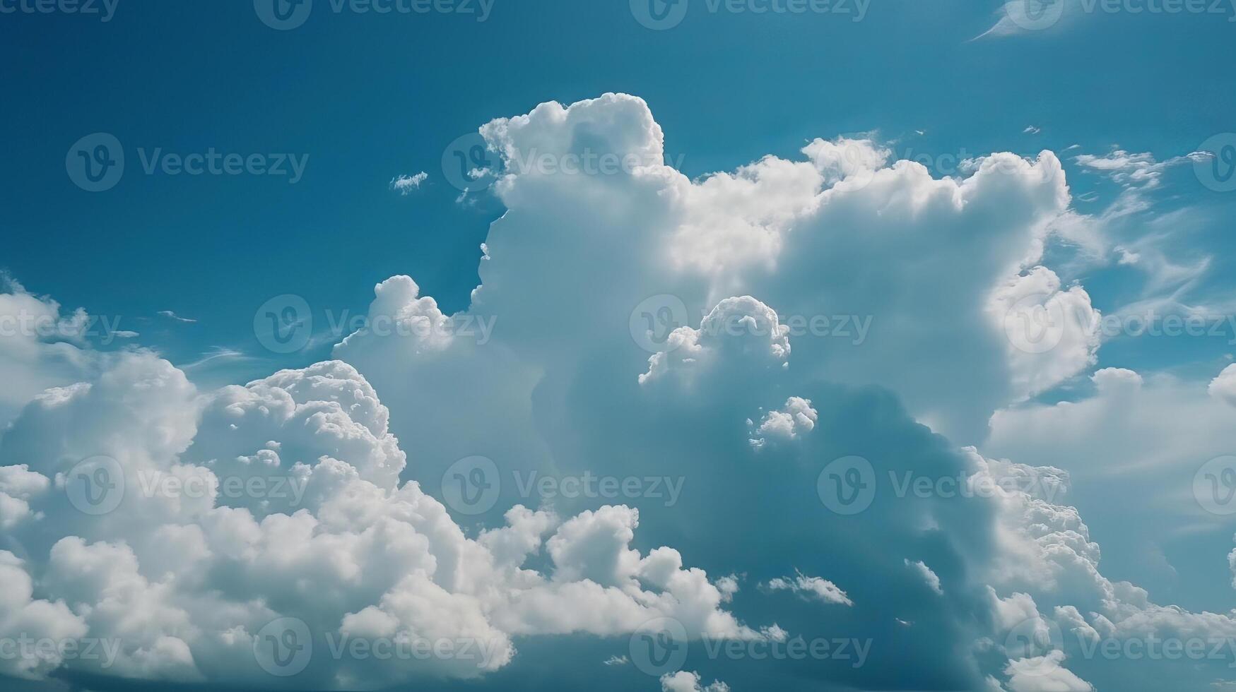 Blue sky with particular clouds. See over the clouds.summer blue sky cloud incline light white foundation. photo