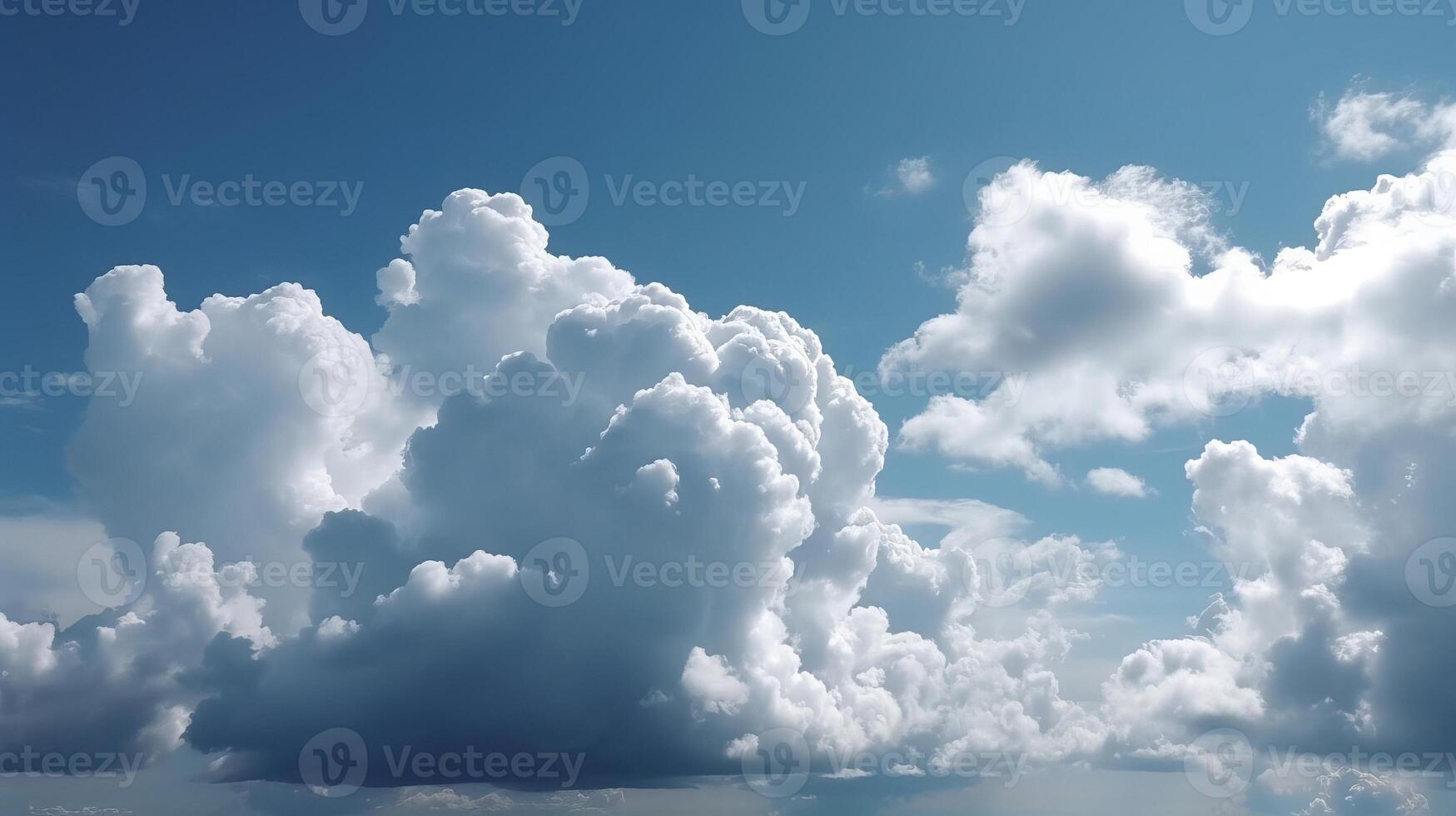 Blue sky with particular clouds. See over the clouds.summer blue sky cloud incline light white foundation. photo