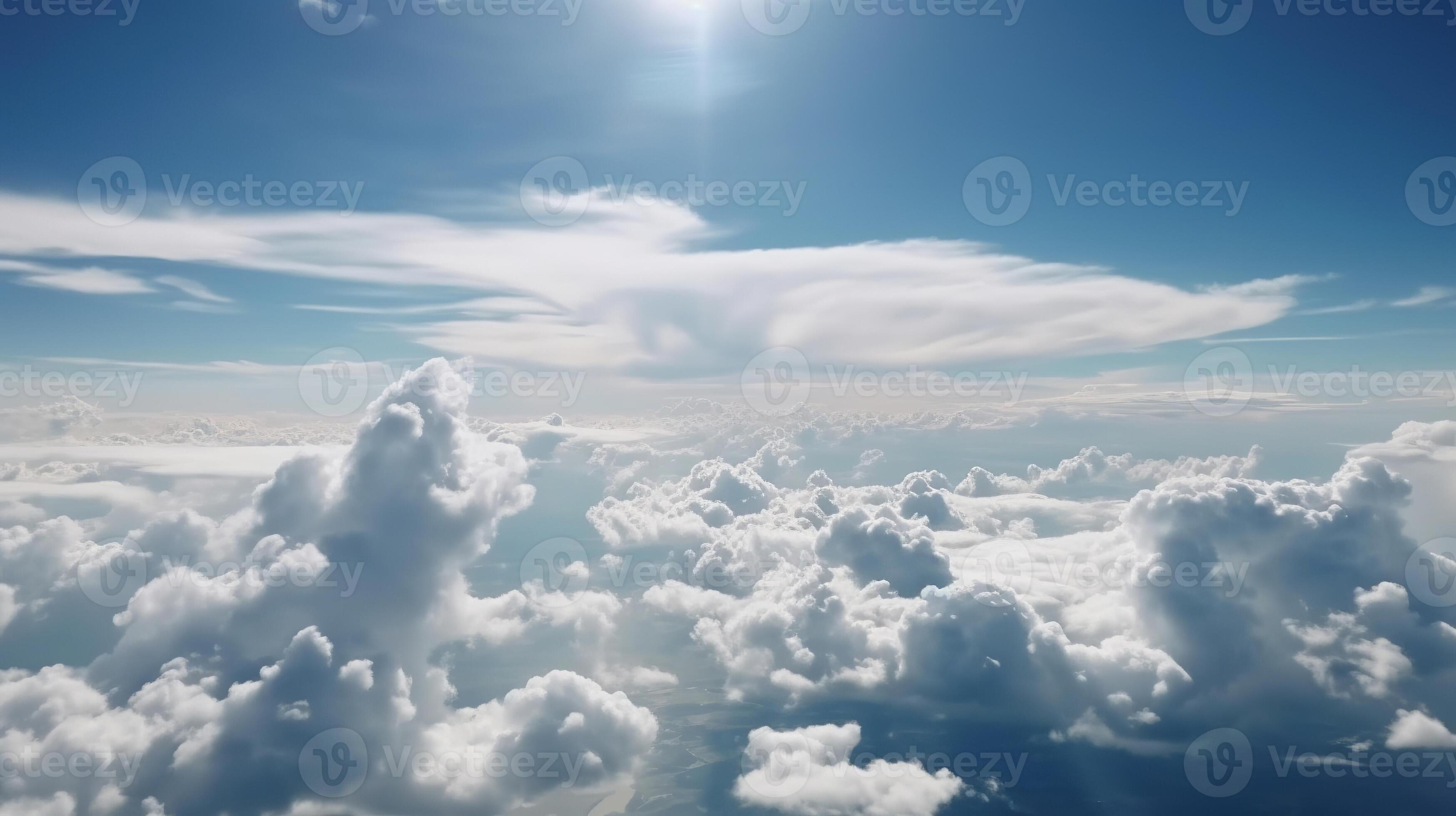Blue sky with particular clouds. See over the clouds.summer blue sky