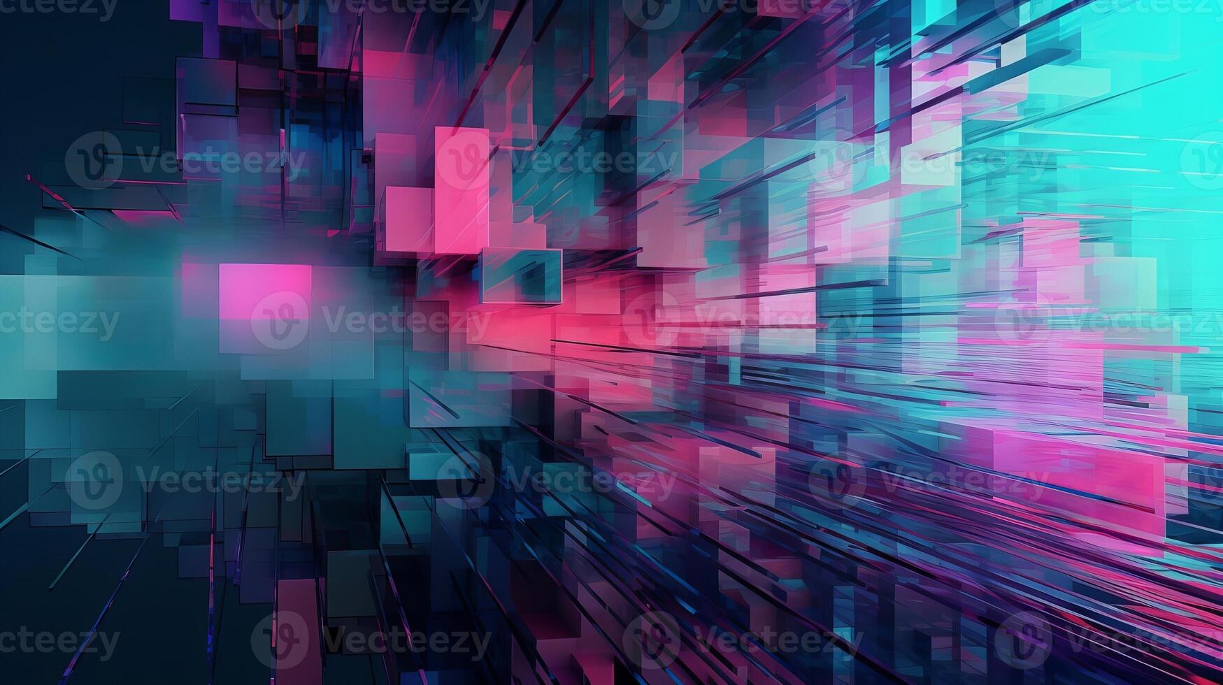 Inquisitively blue, mint and pink establishment with joining computerized glitch and mutilation influence. photo