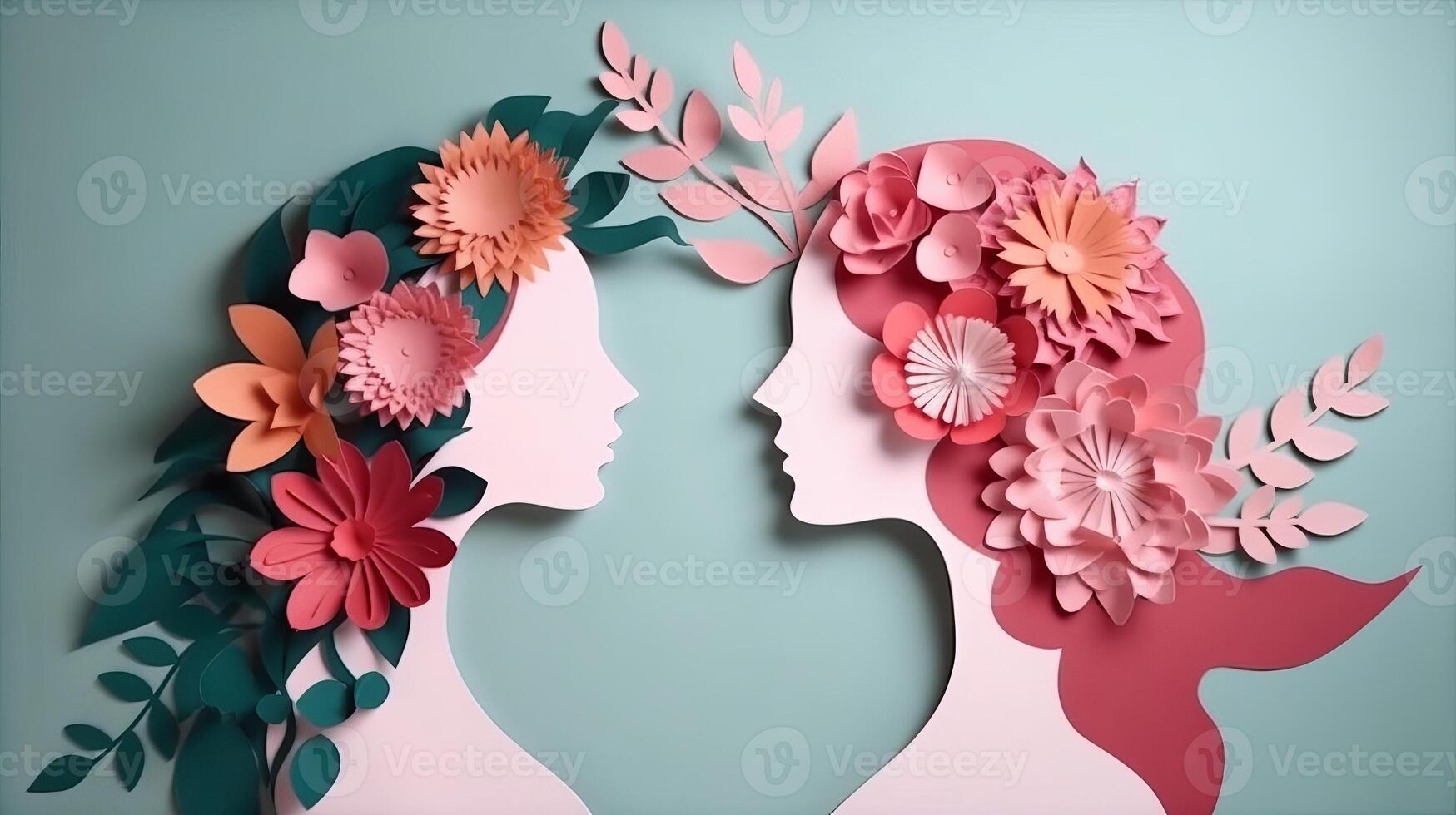 Paper craftsmanship , Cheerful women's day 8 walk with ladies of separating chart of create , women's day specials offer deal wording designated. photo