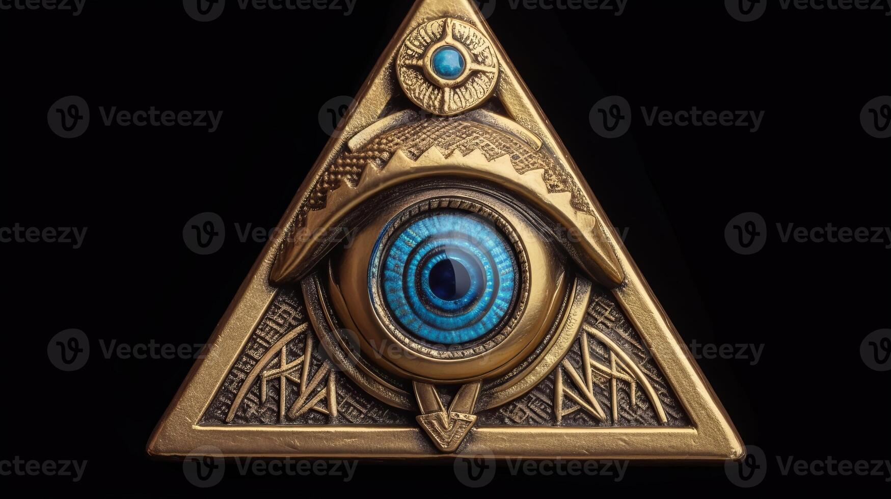 photo Sign Illuminati. freemasonry. The masonic square. All seeing eye in sacrosanct geometry triangle.