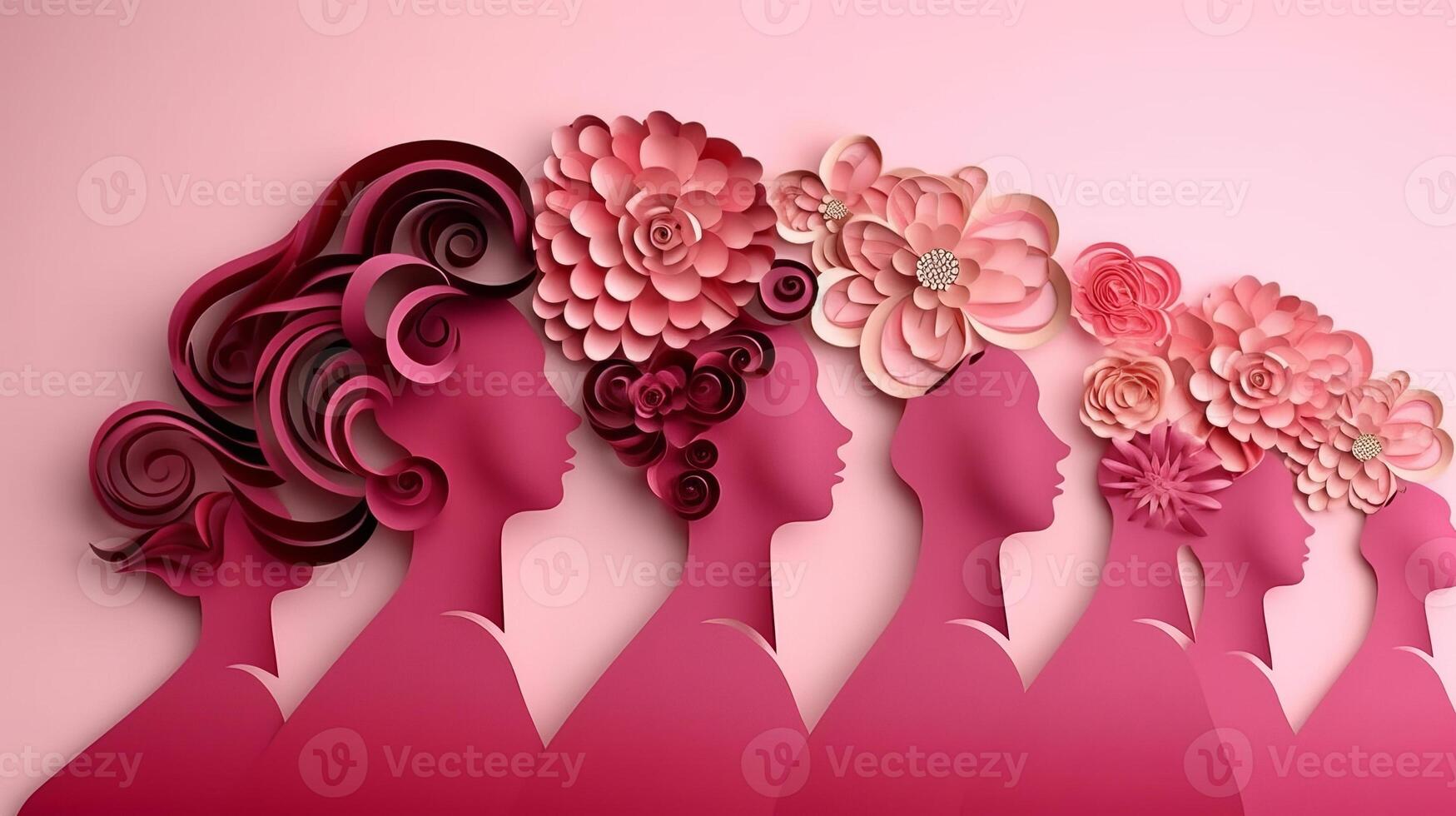 Paper craftsmanship , Cheerful women's day 8 walk with ladies of segregating chart of make , women's day specials offer deal wording relegated. photo