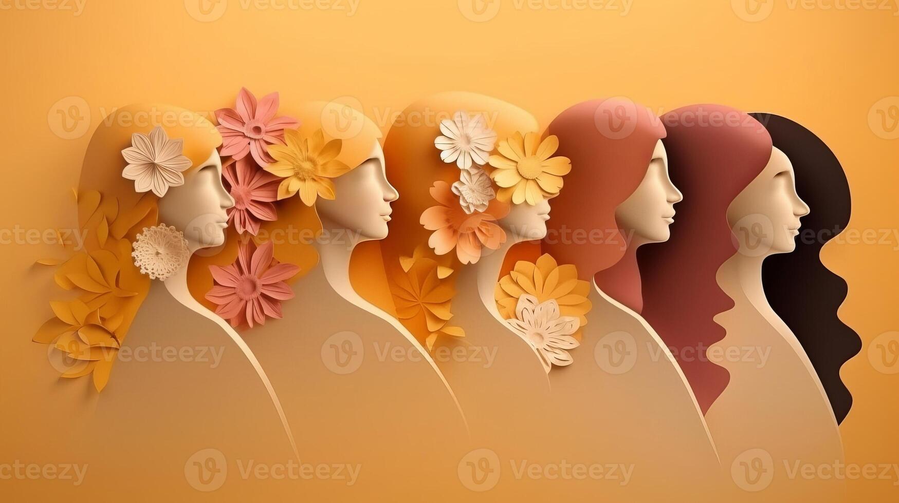 Paper craftsmanship , Cheerful women's day 8 walk with ladies of separating chart of make , women's day specials offer deal wording entrusted. photo