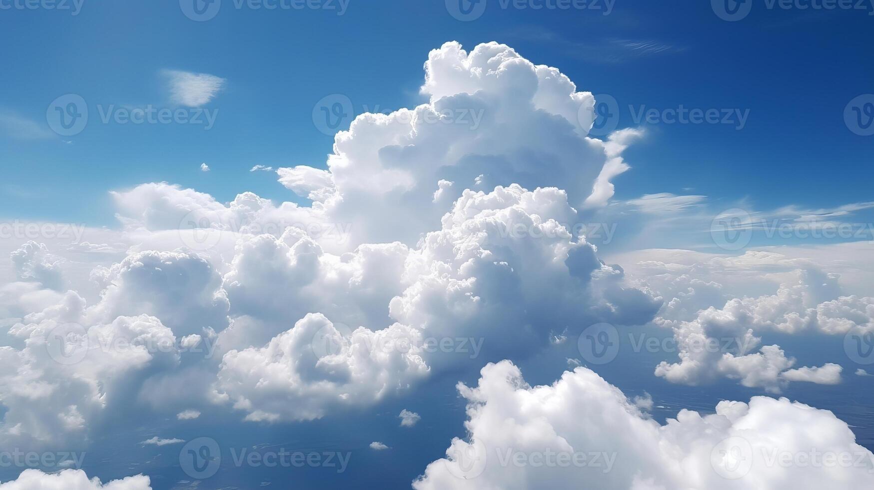 Blue sky with particular clouds. See over the clouds.summer blue sky cloud incline light white foundation. photo