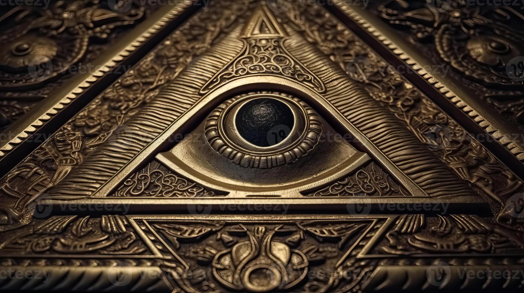 photo Sign Illuminati. freemasonry. The masonic square. All seeing eye in hallowed geometry triangle.