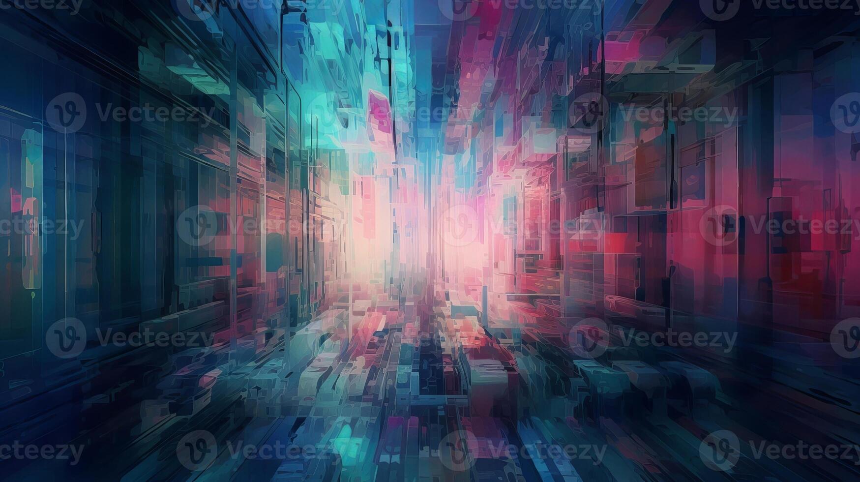 Interesting blue, mint and pink establishment with joining computerized glitch and mutilation affect. photo