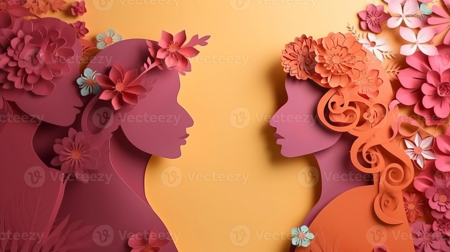 Paper craftsmanship , Cheerful women's day 8 walk with ladies of keeping chart of make , women's day specials offer deal wording depended. photo