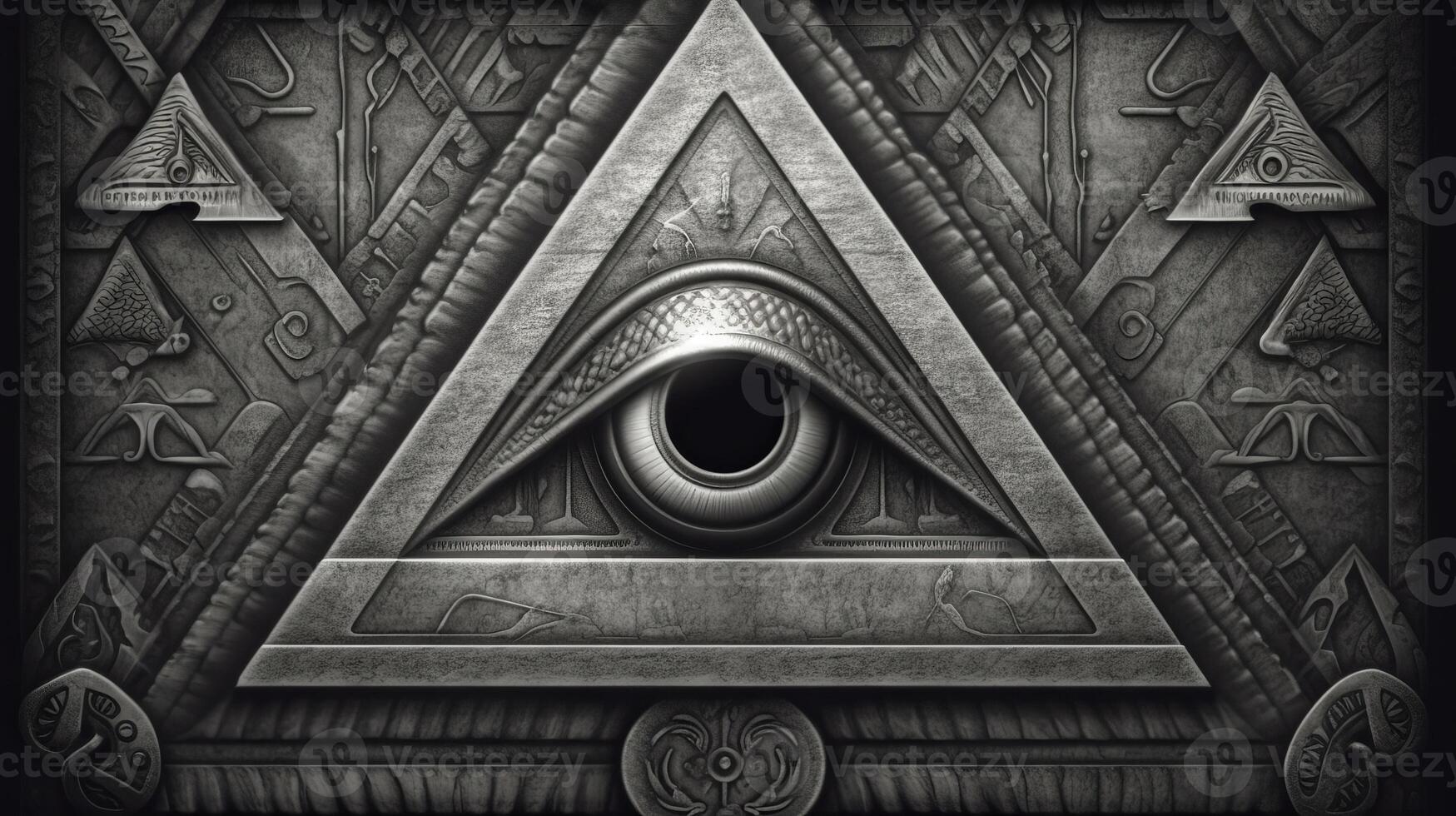 photo Sign Illuminati. freemasonry. The masonic square. All seeing eye in favored geometry triangle.