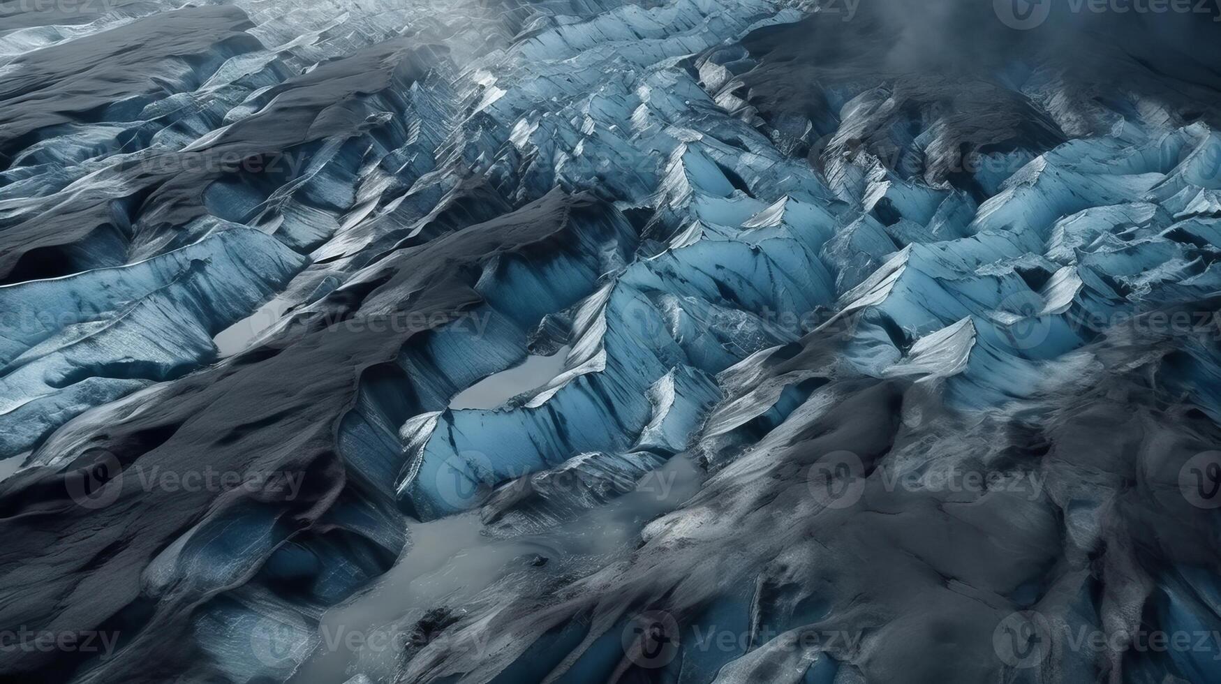 A chilly conduit from over. Ethereal photo of the stream streams from Icelandic chilly masses.