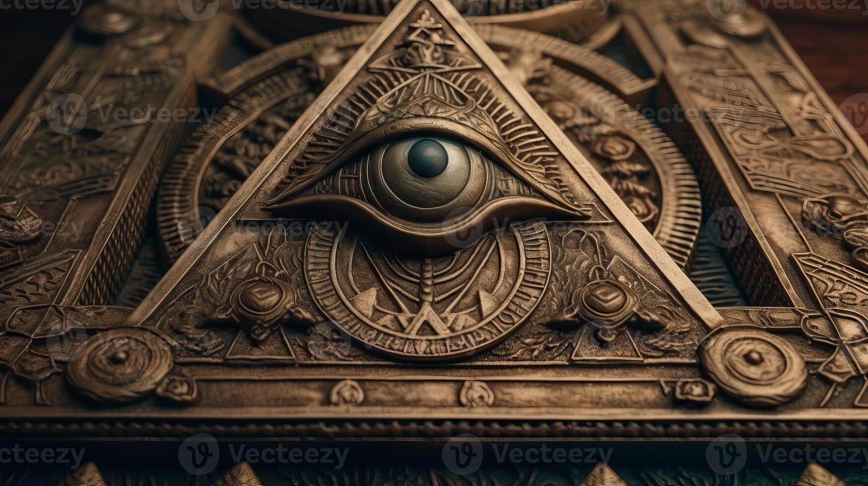 photo Sign Illuminati. freemasonry. The masonic square. All seeing eye in favored geometry triangle.