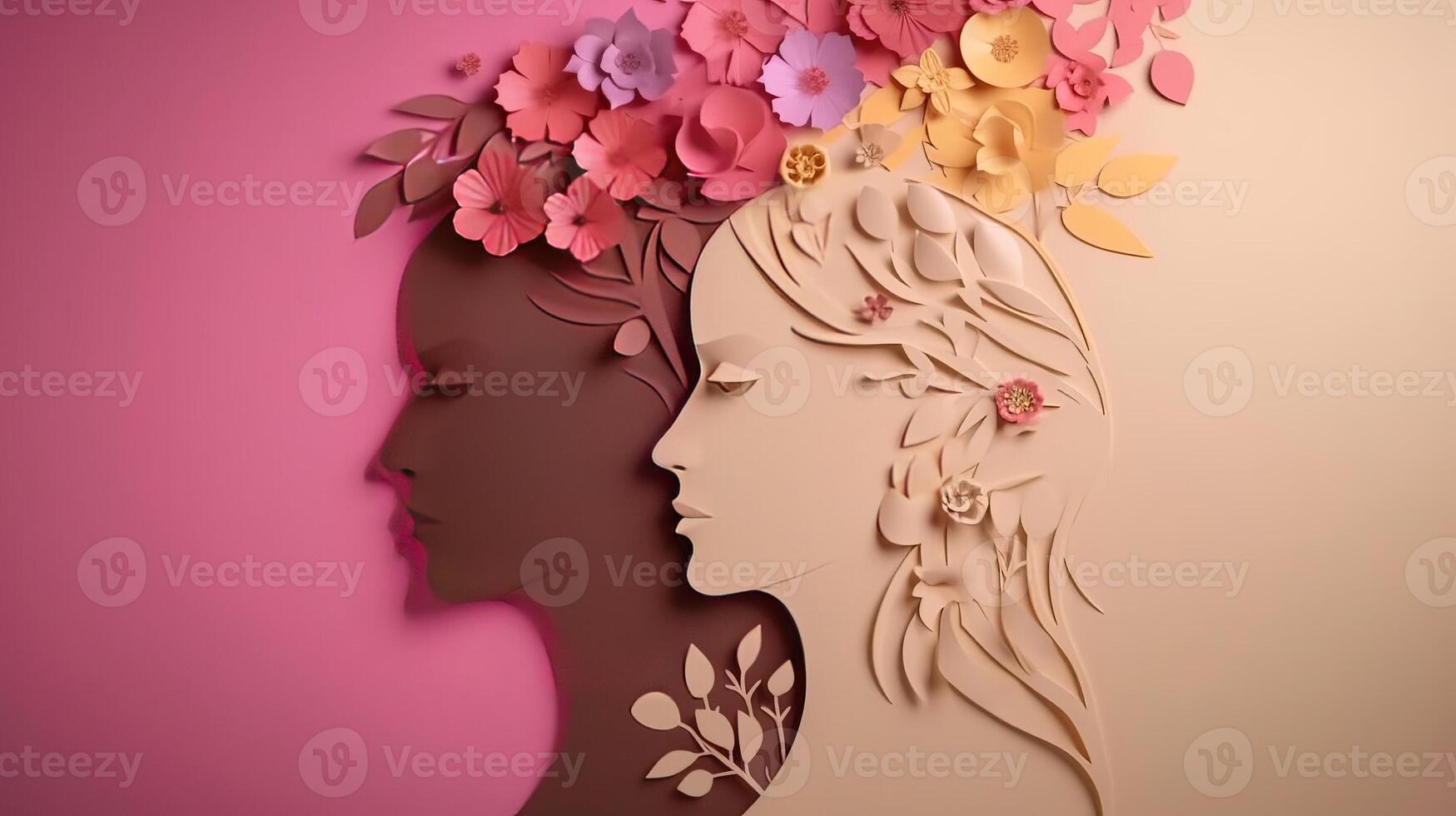 Paper craftsmanship , Cheerful women's day 8 walk with ladies of contrasting graph of grow , women's day specials offer deal wording apportioned. photo