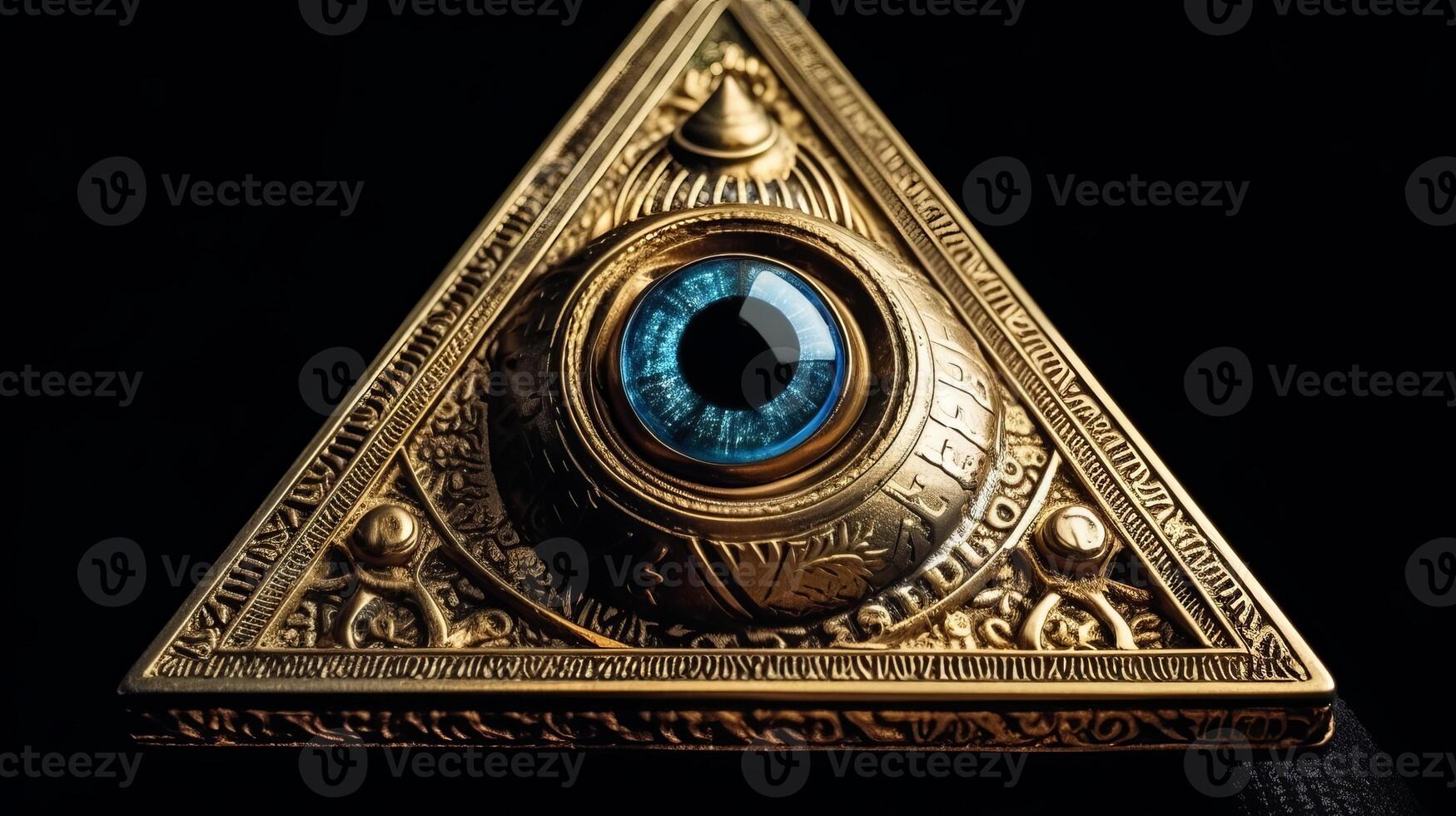 photo Sign Illuminati. freemasonry. The masonic square. All seeing eye in consecrated geometry triangle.