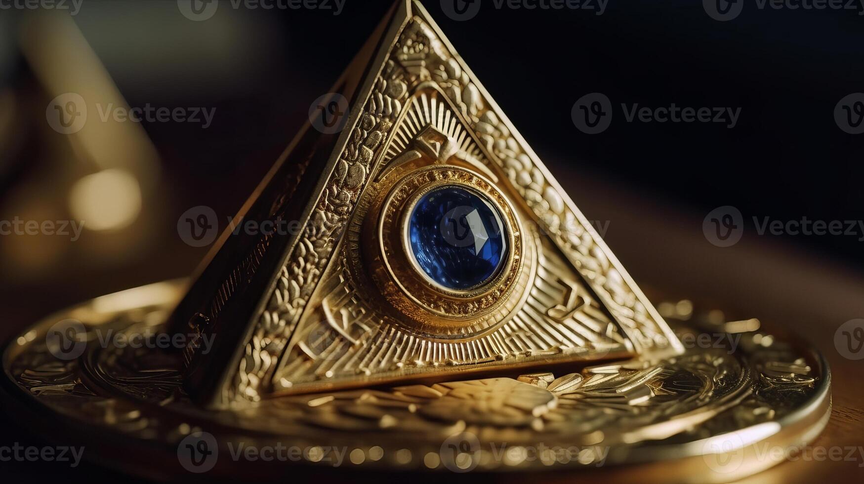 photo Sign Illuminati. freemasonry. The masonic square. All seeing eye in favored geometry triangle.