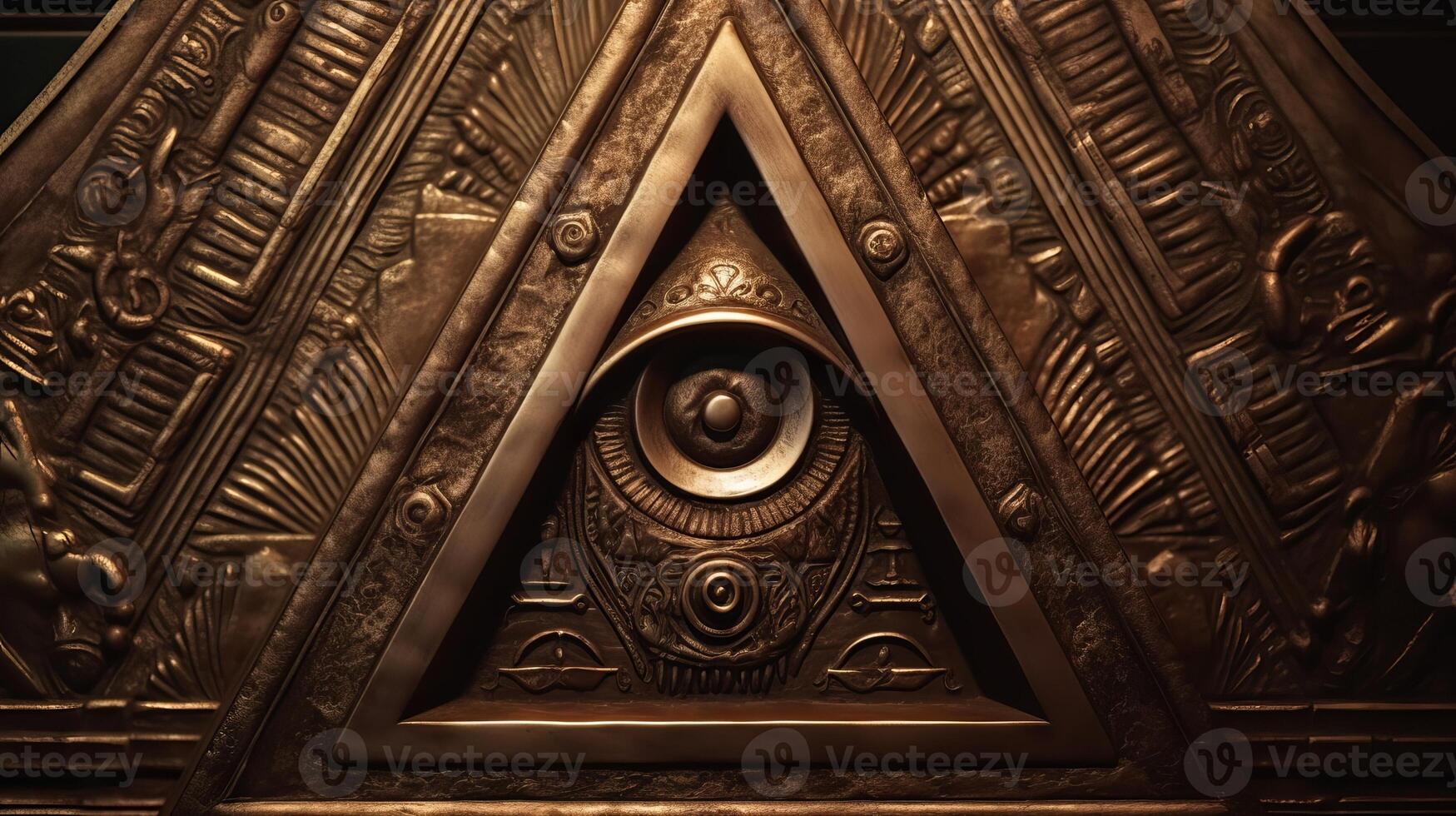 photo Sign Illuminati. freemasonry. The masonic square. All seeing eye in favored geometry triangle.
