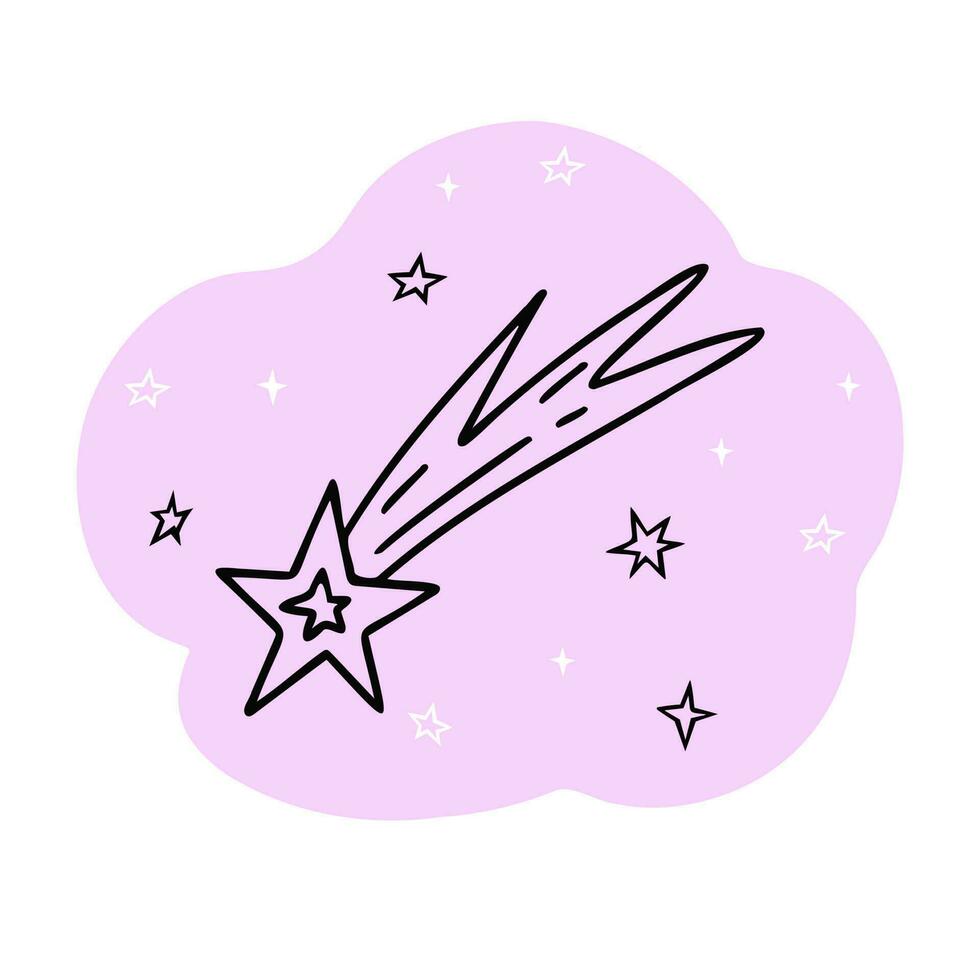 Falling star, meteoroid, comet, asteroid. Illustration for printing, backgrounds and packaging. Image can be used for greeting card, poster, sticker and textile. Isolated on white background. vector