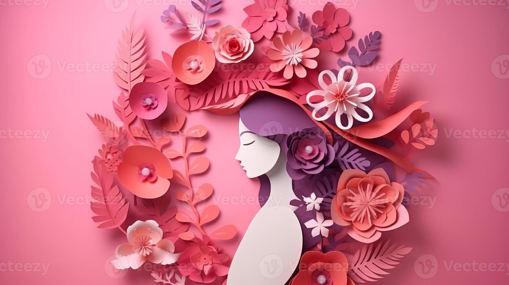 Paper craftsmanship , Cheerful women's day 8 walk with ladies of keeping chart of make , women's day specials offer deal wording depended. photo