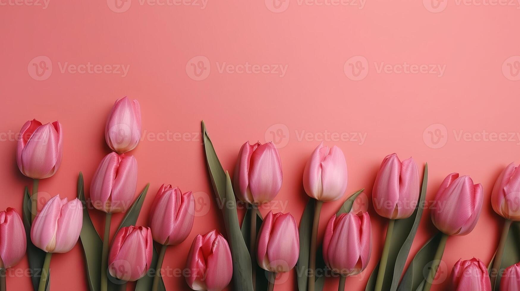Spring tulip makes on pink establishment best see in level lay organize. photo