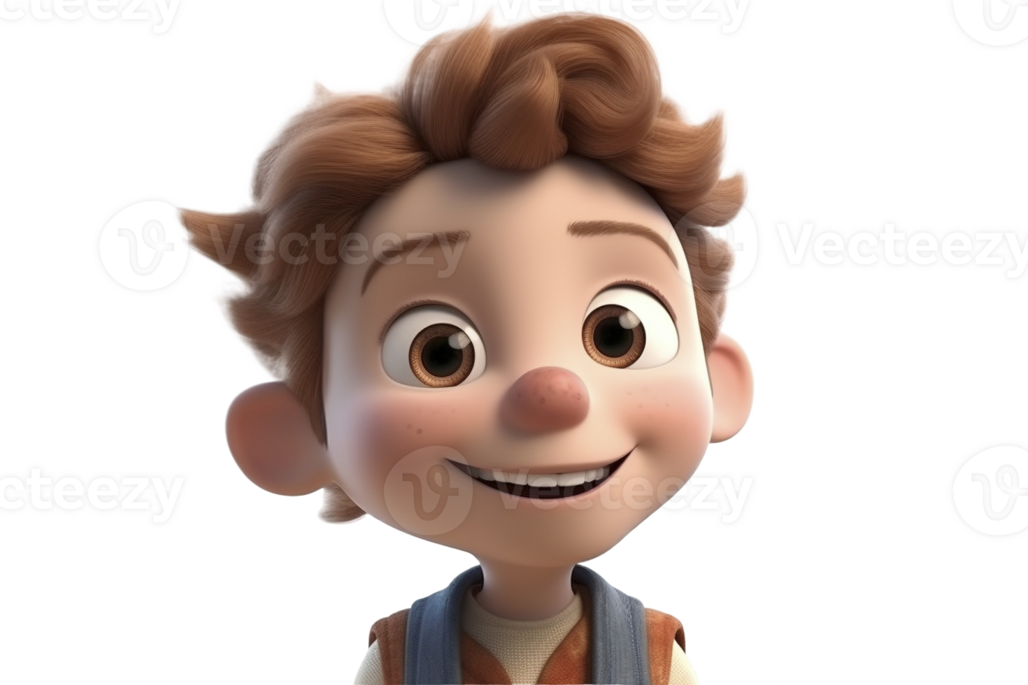 Cute happy ilttle boy character on transparent background, created with png