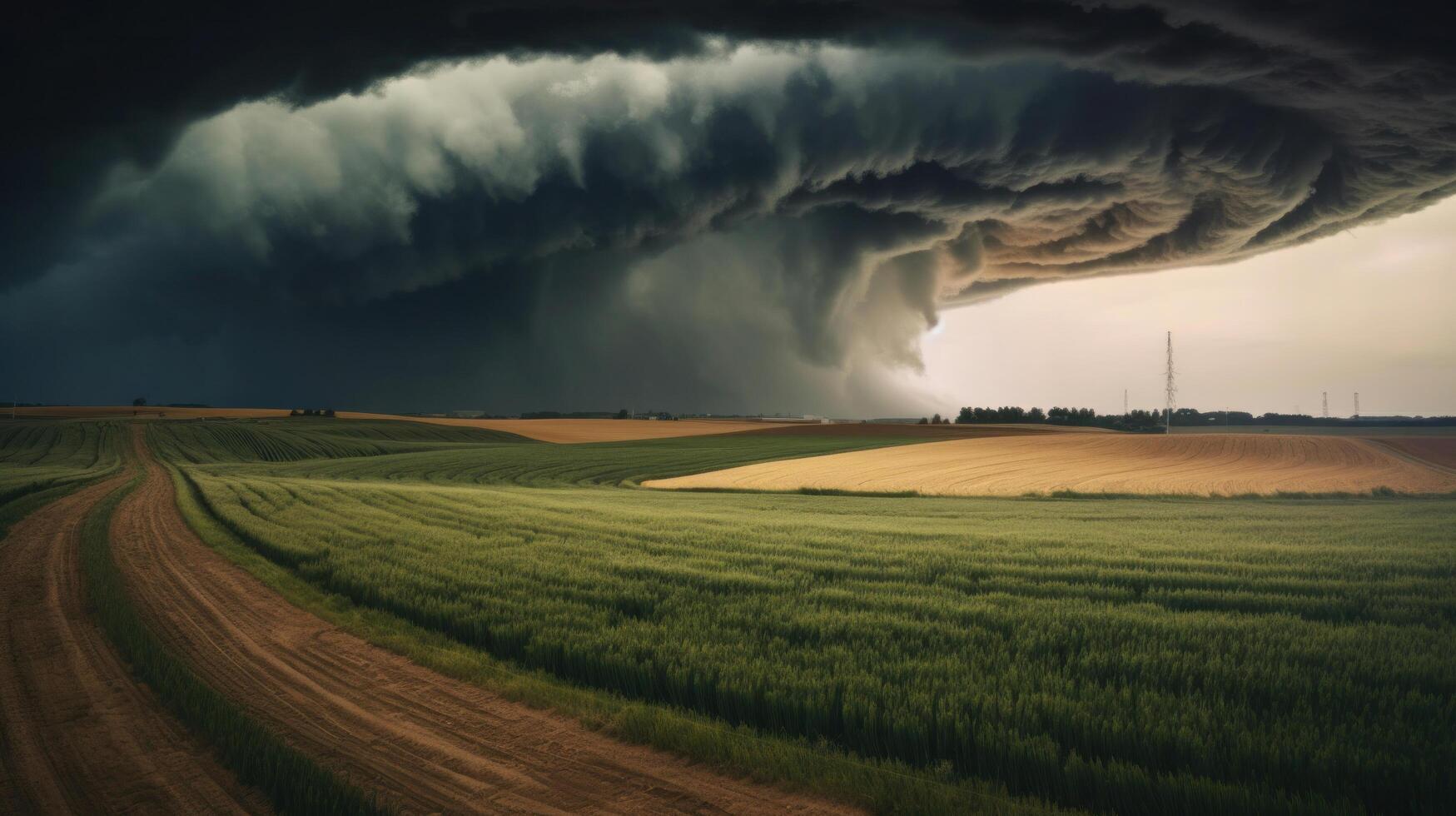 Tornado rages through a field. Illustration photo