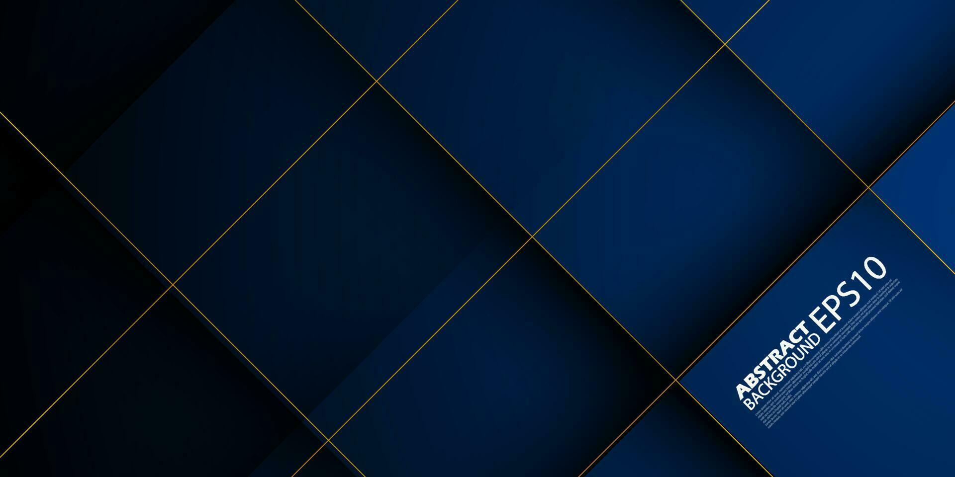 Abstract dark blue background with realistic cross shadow and gold lines. Dark design with 3D concept. Blue futuristic wallpaper.Eps10 vectror vector