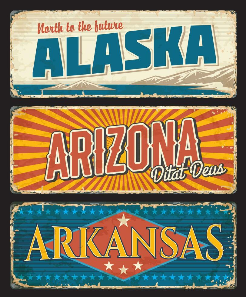 American states Alaska, Arizona and Arkansas set vector