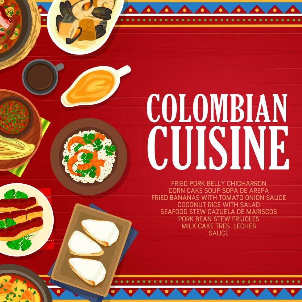 Colombiana cocina comida de Colombia vector póster