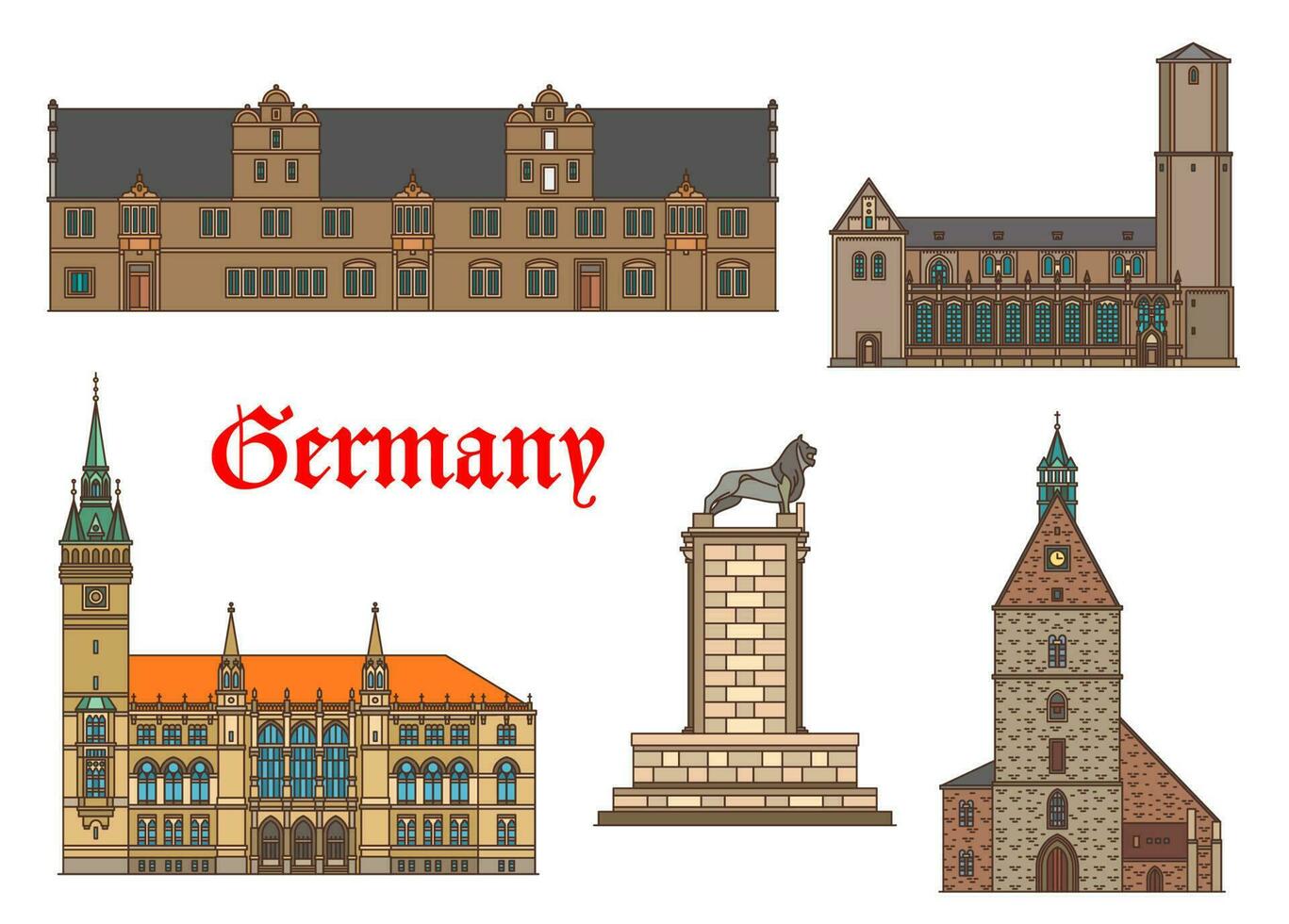 Germany landmarks architecture houses Braunschweig vector
